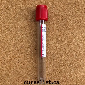 Red tube for blood draw