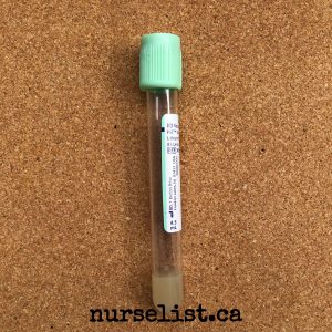 Mint green tube for blood tests