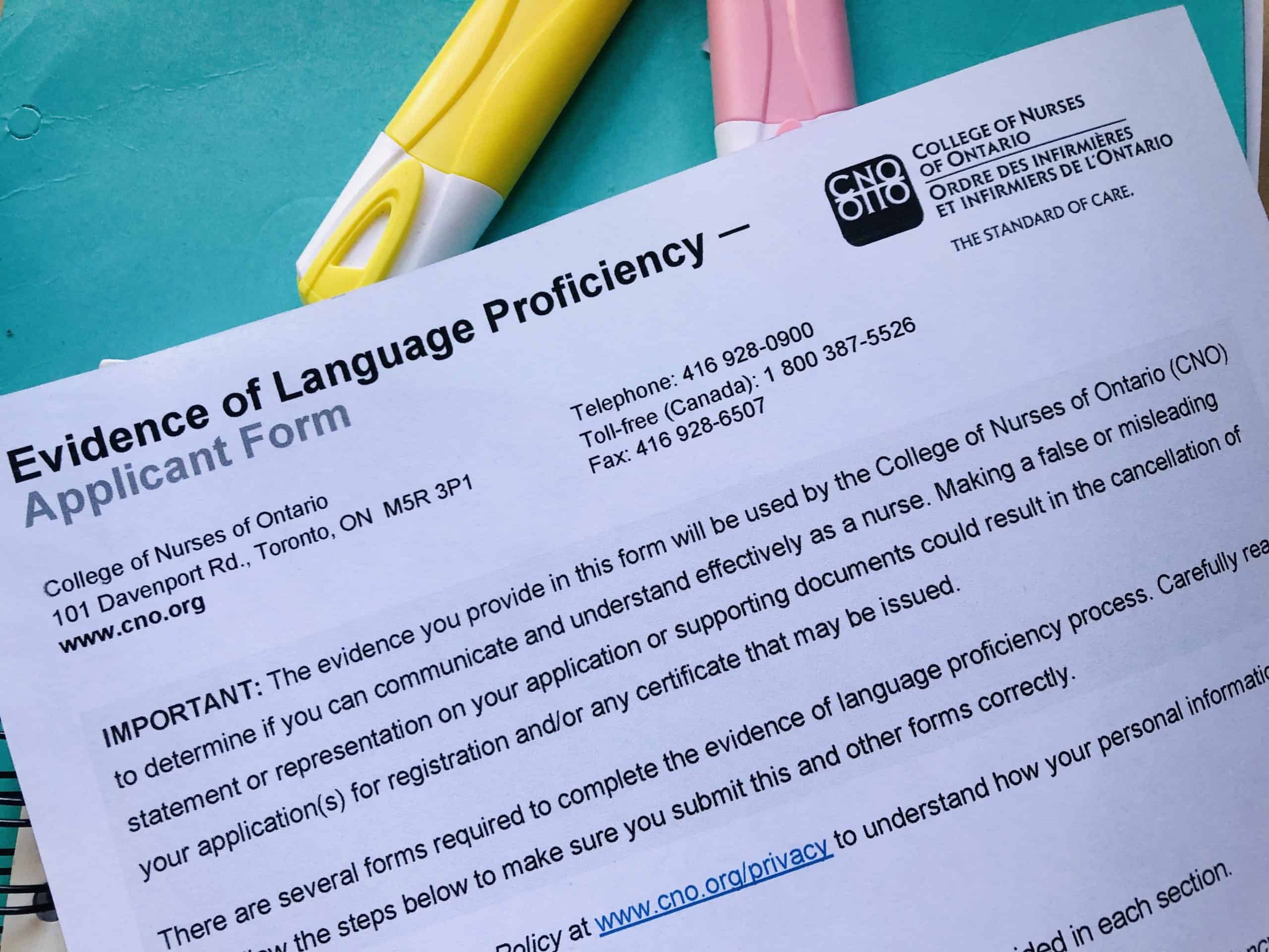 CNO English Proficiency Forms